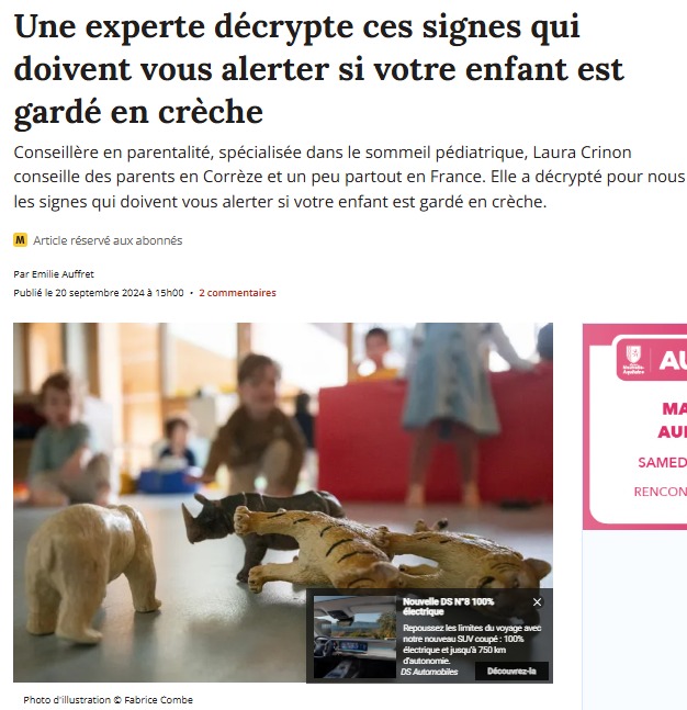 Laura Crinon, une experte décrypte ces signes qui doivent vous alerter si votre enfant est gardé en crèche